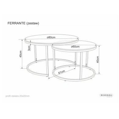 Комплект журнальных столов Signal FERRANTE D Ceramic Marmur 2 шт Белый FERRANTEBBCC фото - 6