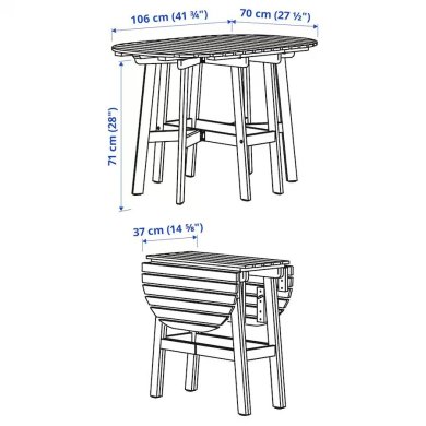IKEA Комплект складаних садових меблів ASKHOLMEN Дерево (ИКЕА АСХОЛЬМЕН) 89530039 фото - 3