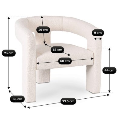 Кресло мягкое Mebel Elit LILLE Boucle Кремовый ME.LILLE/KR/TB/FW фото - 9