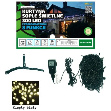 Новогодняя гирлянда Chomik 300 LED 19,5 м Теплый-белый OKE6188