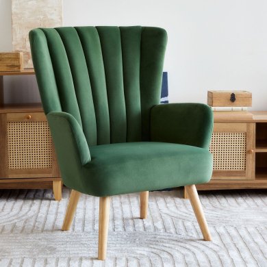 Крісло м'яке Homla MILLS Welur Зелений 218189 фото - 7