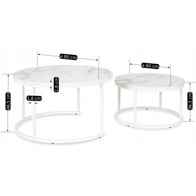 Комплект журнальных столов Mebel Elit JOE MAX Marmur 2 шт Белый - 12 Комплект журнальных столов Mebel Elit JOE MAX Marmur 2 шт Белый ME.MAXJOE/BM/B/L фото - 12