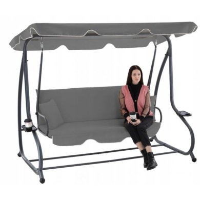 Садова гойдалка Garden Line 210х120х170 см Сірий - 2 Садова гойдалка Garden Line 210х120х170 см Сірий KRE9771 фото - 2