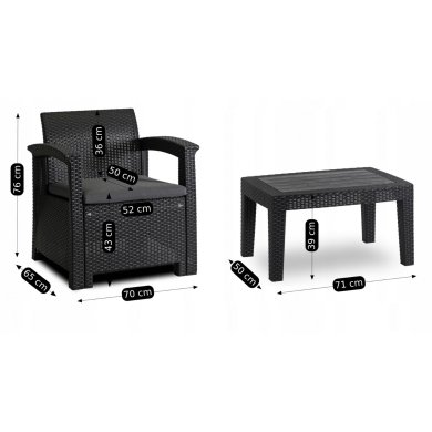 Комплект садовой мебели Mebel Elit COLUMBIA Черный - 12 Комплект садовой мебели Mebel Elit COLUMBIA Черный ME.COLUMBIA/CP/RT/OGR/ZES фото - 12