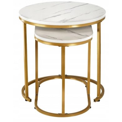 Комплект журнальных столов Chomik II Marmur 2 шт Белый - 3 Комплект журнальных столов Chomik II Marmur 2 шт Белый FAT1466 фото - 3