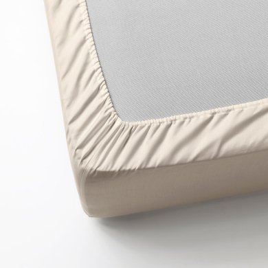 IKEA Простирадло на резинці DVALA 160х200 см Бежевий (ИКЕА DVALA) 50357163 фото - 3