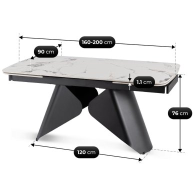 Раскладной обеденный стол Mebel Elit VERONA Marmur Белый ME.VERONA/B/CZ/CER/S160-220 фото - 11