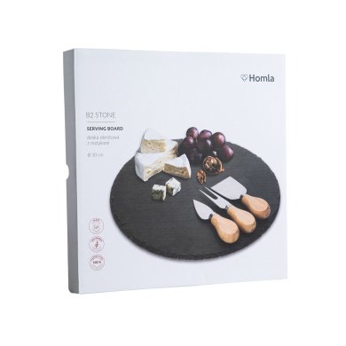 Сервірувальна дошка обертова з ножами Homla STONE 30 см Чорний 239459 фото - 7