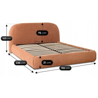 Ліжко Mebel Elit ROSSO Boucle 160x200 см Рудий ME.ROSSO/160/RD/TB/LOZZPOJ фото - 11