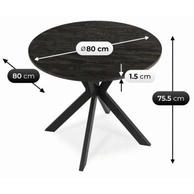 Обідній стіл Mebel Elit LAUREN 80 см Чорний ME.LAUREN/CZ/CZ/S80 фото - 8