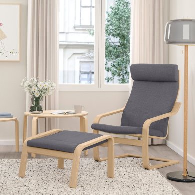 IKEA Кресло-качалка с подставкой POANG Темно-серый (ИКЕА ПОАНГ) 79484311 фото - 3