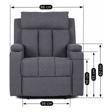 Крісло м'яке розкладне з реклайнером Mebel Elit KOBI Темно-сірий ME.KOBI2/CP/T/FW фото - 14