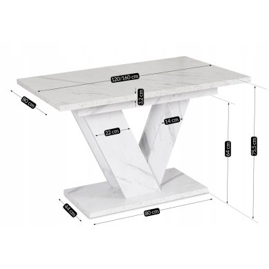 Раскладной обеденный стол Mebel Elit CLARK Marmur Белый PM.DUBAJ/BM/S фото - 10