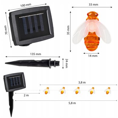 Декоративна гірлянда на сонячній батареї Garden Line 20 LED 3,8 м Теплий-білий - 8 Декоративна гірлянда на сонячній батареї Garden Line 20 LED 3,8 м Теплий-білий SOL3637 фото - 8