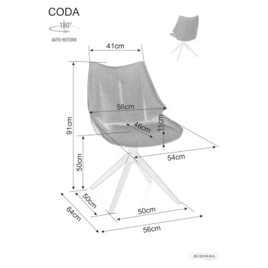 Обеденный стул поворотный Signal CODA Vardo Бежевый CODAVACBE фото - 3
