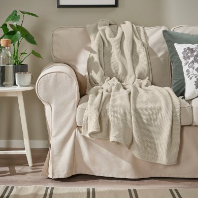 IKEA Плед HUMLEMOTT 130х170 см Кремовый (ИКЕА ХАМЛЕМОТТ) 00549546 фото - 3