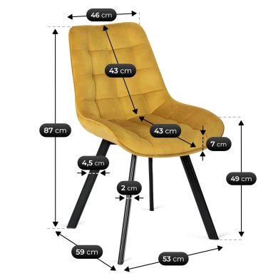 Обеденный стул Mebel Elit RICK Welur Горчичный ME.RICK/CU/V/K фото - 6