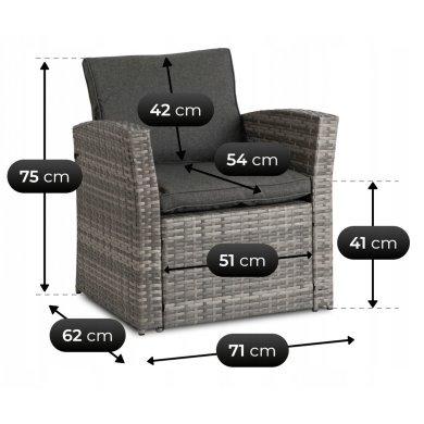 Комплект садовой мебели Mebel Elit DOVER Серый ME.DOVER/P/RT/OGR/ZES фото - 12