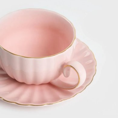 Чашка з блюдцем Homla MINA 250 мл Рожевий 238980 фото - 3