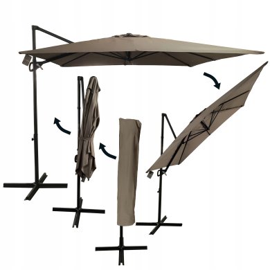 Садова парасоля з чохлом Kontrast SEATTLE 250х250 см Бежевий - 4 Садова парасоля з чохлом Kontrast SEATTLE 250х250 см Бежевий 5.06.213235 фото - 4