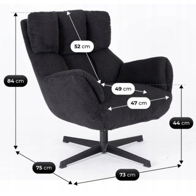 Крісло м'яке поворотне Mebel Elit REAL Чорний ME.REAL/CZ/CZ/T/FW фото - 8