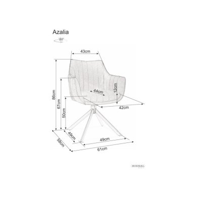Обеденный стул поворотный Signal Azalia Velvet Светло-серый AZALIAVCJSZ фото - 7