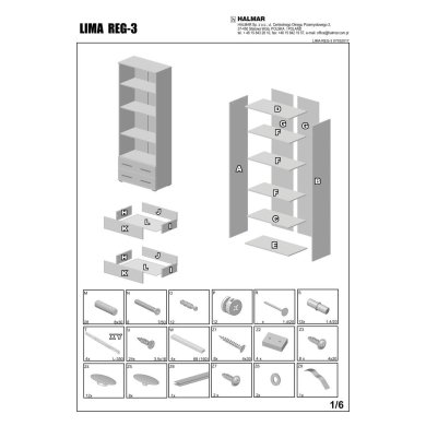Стеллаж Halmar LIMA REG-3 Белый V-PL-LIMA-REG3-BIAŁY фото - 3