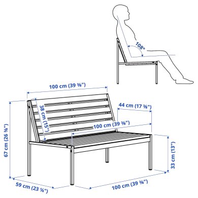 Садовая скамья JOLPEN Серый - 3 IKEA Садовая скамья JOLPEN Серый (ИКЕА ЙОЛПЕН) 60515483 фото - 3