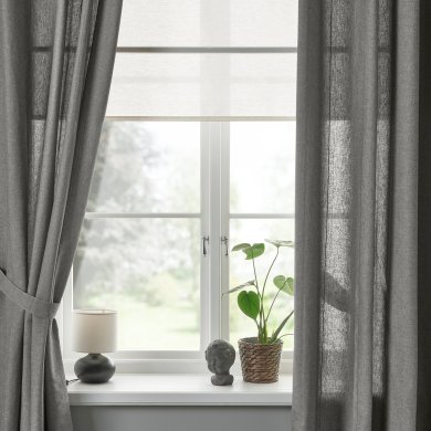 IKEA Штори LENDA 140х300 см 2 шт Сіро-зелений (ИКЕА ЛЕНДА) 90559197 фото - 23