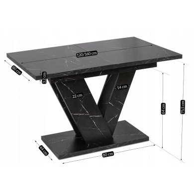 Розкладний обідній стіл Mebel Elit CLARK Marmur Чорний PM.DUBAJ/CZM/S фото - 11