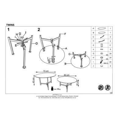 Комплект журнальних столів Halmar TWINS 2 шт Чорний V-CH-TWINS-LAW фото - 7