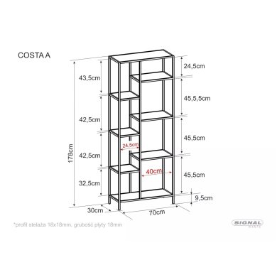 Стеллаж Signal COSTA A Дуб COSTAADC фото - 11