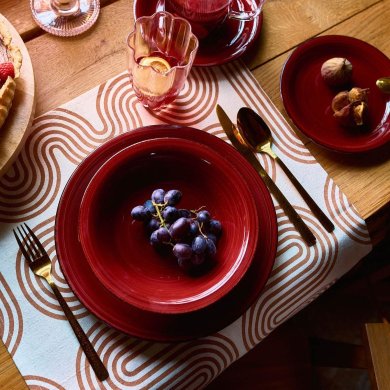 Набір глибоких тарілок Homla OBLAN 21 см 4 шт Бордовий 230166 фото - 5