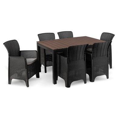 Комплект садовой мебели Mebel Elit ARGOS FRESNO 6 Черный ME.ARGOS/140-180/O/CZ/OGR/S:1|ME.FRESNO/CZ/RT/FW:6 фото - 2