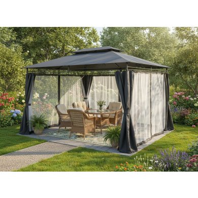 Садова альтанка з москітною сіткою Garden Line 4x3 м Темно-сірий TUN0389 фото - 7