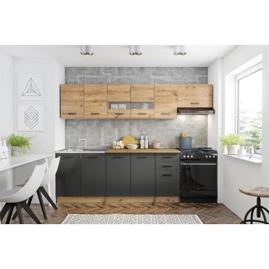 Кухонный гарнитур Halmar Perla 260 | Дуб артизан / Темно-пепельный V-PL-K-PERŁA 260-ARTISAN/C.POPIEL