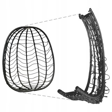 Підвісне крісло-кокон з складаним кошиком Kontrast SAN MARINO Чорний 5.01.80405 фото - 5