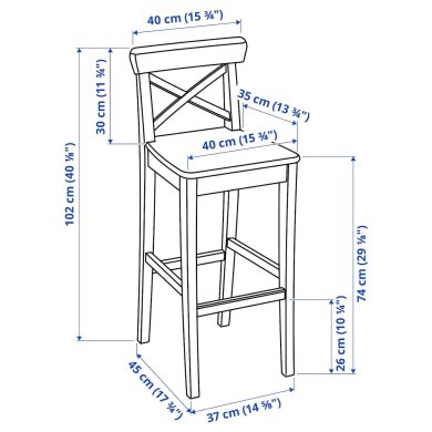 IKEA Барный стул INGOLF Белый (ИКЕА ИНГОЛЬФ) 00121766 фото - 10
