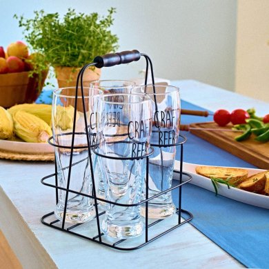 Набір келихів для пива з підставкою Homla RAYA 4 шт Прозорий - 4 Набір келихів для пива з підставкою Homla RAYA 4 шт Прозорий 228029 фото - 4