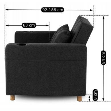 Крісло м'яке розкладне Mebel Elit SOLOR Чорний ME.SOLOR/CZ/T/FW фото - 18