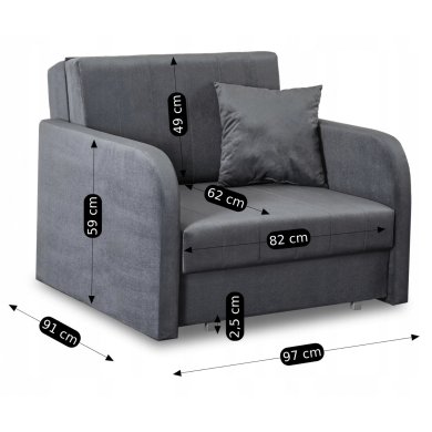 Кресло мягкое раскладное Mebel Elit VERO Welur Серый PPHUE.BASIA1/PAROS6/FW фото - 11