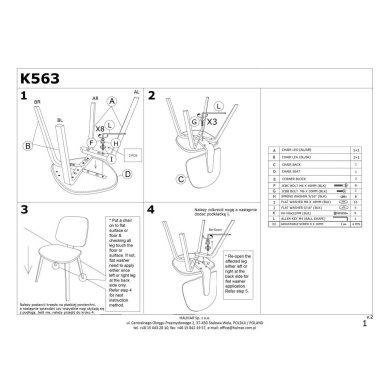 Обеденный стул Halmar K563 Пепельный - 16 Обеденный стул Halmar K563 Пепельный V-CH-K/563-KR фото - 16