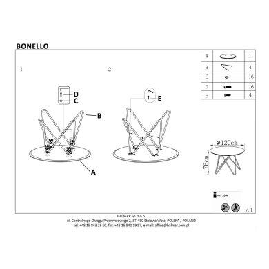 Обеденный стол Halmar BONELLO Marmur Серый V-CH-BONELLO-ST фото - 5