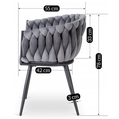 Обеденный стул Mebel Elit ELENA Welur Серый ME.ELENA/P/V/K фото - 11