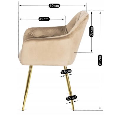 Обеденный стул Mebel Elit RAYA Кремовый ME.RAYA/KR/ZL/V/K фото - 6