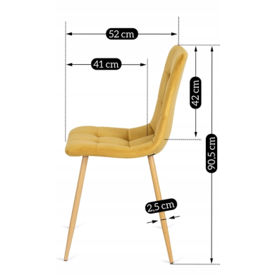 Обеденный стул Mebel Elit FREDY Welur Желтый ME.FREDY/ZO/D/V/K фото - 2