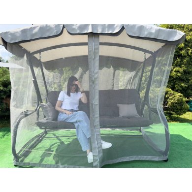 Садова гойдалка з москітною сіткою Garden Line 220х130х175 см Сірий KRE0954 фото - 6