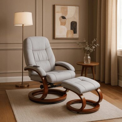 Кресло мягкое массажное с подставкой Mebel Elit CANO Серый ME.CANO/P/T/FW фото - 12