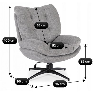 Кресло мягкое поворотное с подставкой Mebel Elit FREMONT Серый ME.FREMONT/P/CZ/T/FW фото - 8