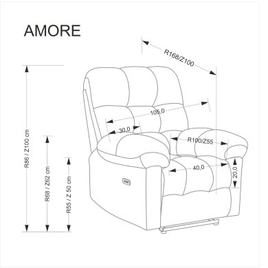 Крісло м'яке розкладне з реклайнером Halmar AMORE Бежевий V-CH-AMORE-FOT-BEŻOWY фото - 3